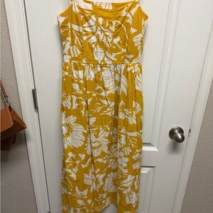 Banana Republic Yellow and White Floral Midi Dress